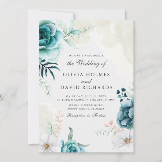 Invitation à un mariage avec des Fleurs sauvages T (Devant)
