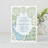 Invitation à un mariage avec un saule de paon et d (Debout devant)