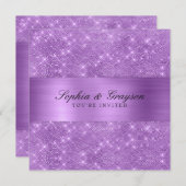 Invitation à un mariage avec violet Shimmer Strip (Devant / Derrière)