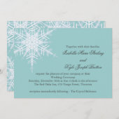 Invitation à un mariage blanc/turquoise de flocon  (Devant / Derrière)