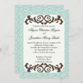 Invitation à un mariage bleu et Brown (Devant / Derrière)