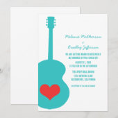 Invitation à un mariage cardiaque Aqua/Red Guitar (Devant / Derrière)