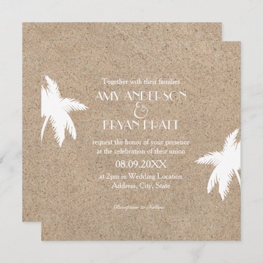 Invitation à un mariage classique à la plage de Pa (Devant / Derrière)