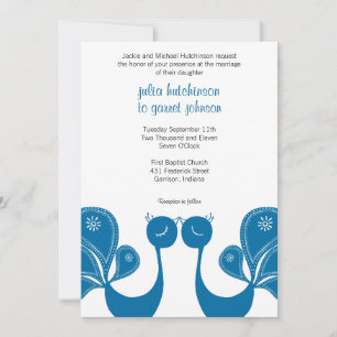 Invitation à un mariage d'amour de paon - brise ma