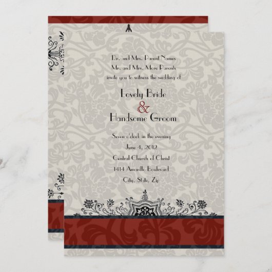 Invitation à un mariage dans la tour Eiffel de Red (Devant / Derrière)