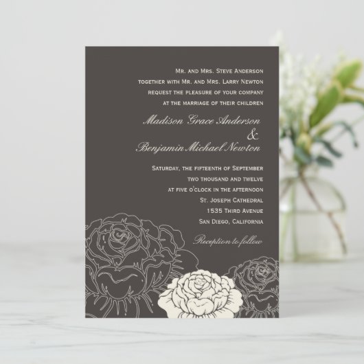 Invitation à un mariage dans un jardin Rose - Char (Debout devant)