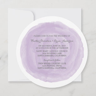 Invitation à un mariage d'aquarelle ronde violette