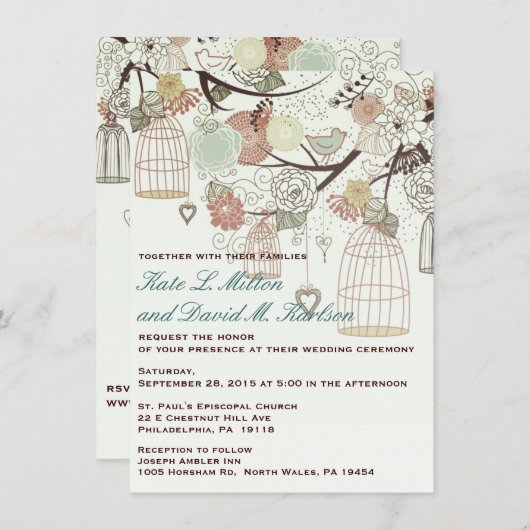 Invitation à un mariage d'arbre pour les fleurs de (Devant / Derrière)
