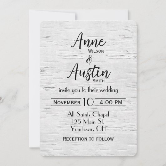 Invitation à un mariage de bouleau blanc (Devant)