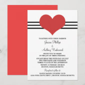 Invitation à un mariage de coeur, rouge (Devant / Derrière)
