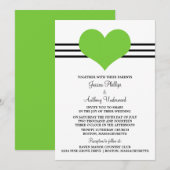 Invitation à un mariage de coeur, vert (Devant / Derrière)