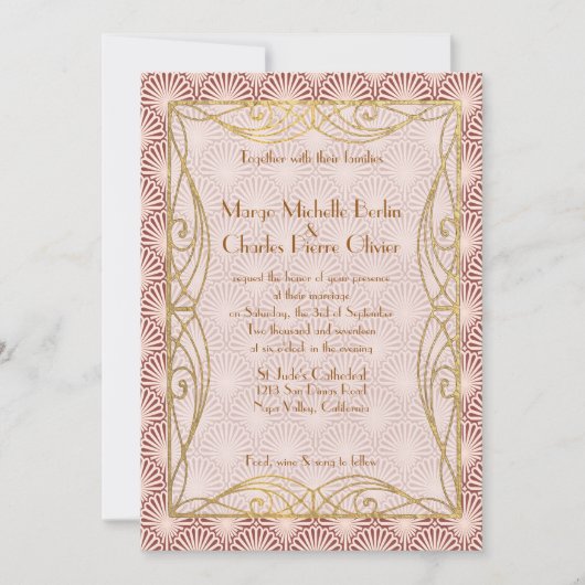 Invitation à un mariage de coquillage rose glam Go (Devant)