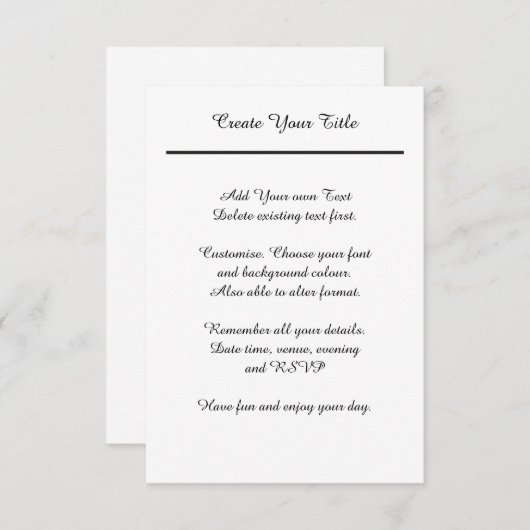 Invitation à un mariage de Cravate noire très simp (Devant / Derrière)