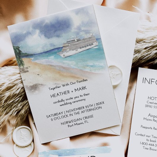 Invitation à un mariage de croisière sur la plage