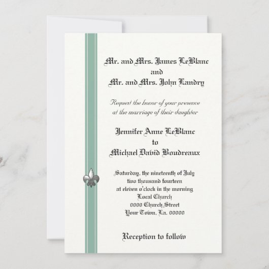 Invitation à un mariage de design pour la menthe e (Dos)