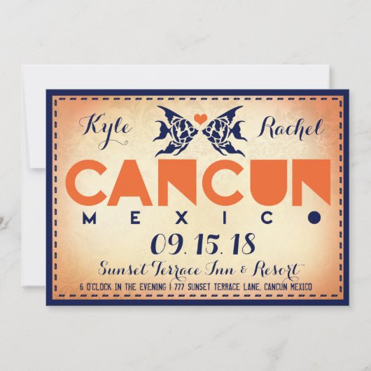 Invitation à un mariage de destination de CANCUN (Devant)