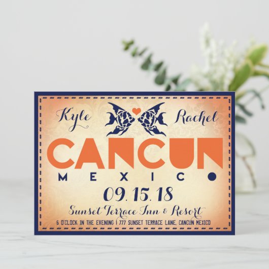 Invitation à un mariage de destination de CANCUN (Debout devant)