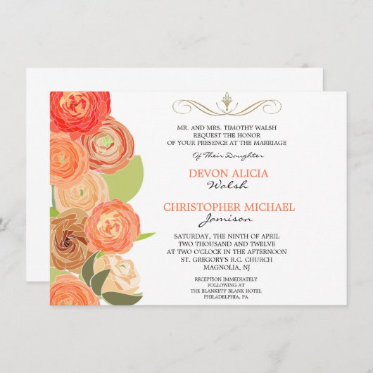 Invitation à un mariage de fleurs d'automne Abstra (Devant / Derrière)
