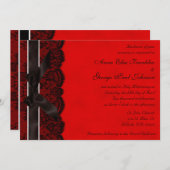 Invitation à un mariage de la dentelle rouge et no (Devant / Derrière)