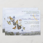 Invitation à un mariage de papillon et palmier de (Devant / Derrière)