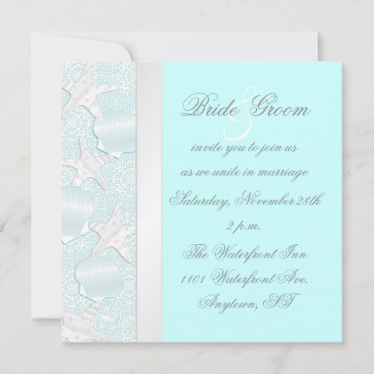 Invitation à un mariage de plage avec poisson de m (Devant)