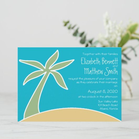 Invitation à un mariage de plage bilingue (Debout devant)