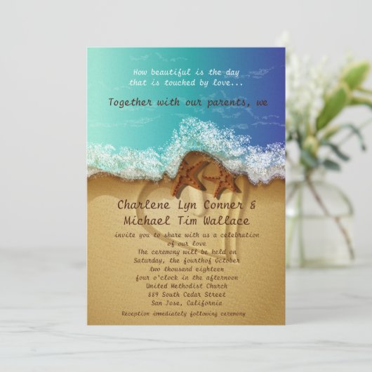 Invitation à un mariage de plage de 5 po x 7 po (Debout devant)