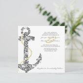 Invitation à un mariage de plage de Ancre gris et  (Debout devant)