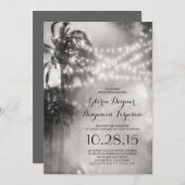 Invitation à un mariage de plage noire et blanche (Devant / Derrière)