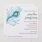 Invitation à un mariage de plumes de paon (Devant / Derrière)