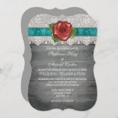 Invitation à un mariage de Roses en bois rustique  (Devant / Derrière)