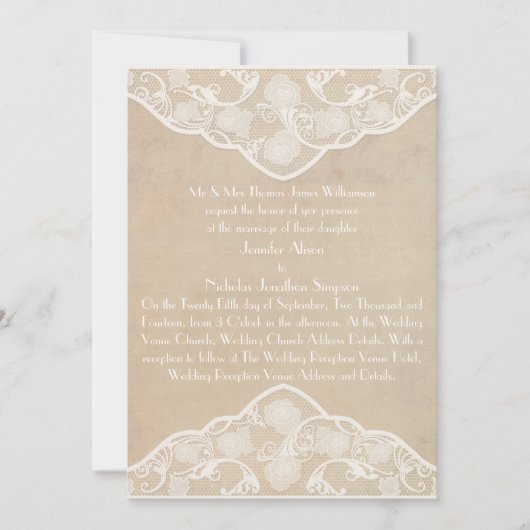 Invitation à un mariage de style de toile et de de (Devant)