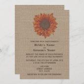 Invitation à un mariage de tournesol orange inspir (Devant / Derrière)