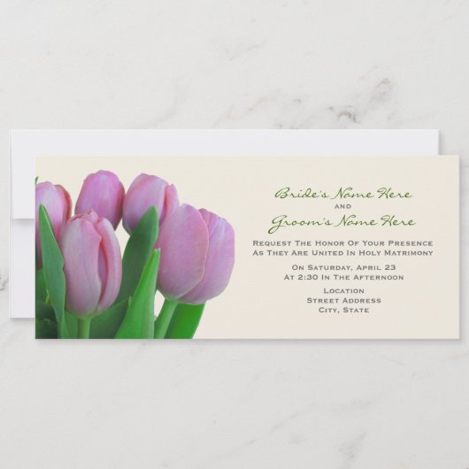 Invitation à un mariage de tulipes roses - De la m (Devant)