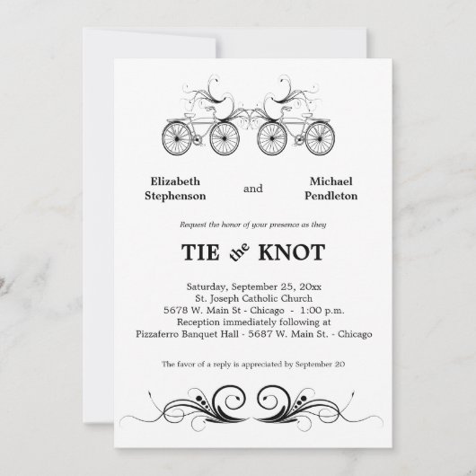Invitation à un mariage de vélos d'époque (Devant)