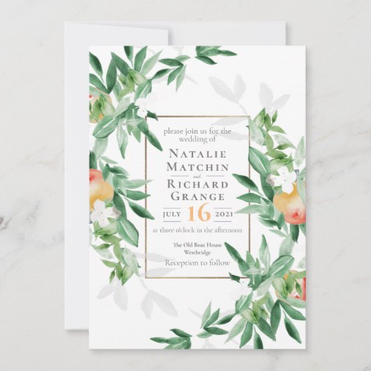 Invitation à un mariage de verger d'été (Devant)