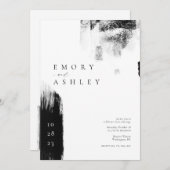 Invitation à un mariage d'encre noire et blanche m (Devant / Derrière)
