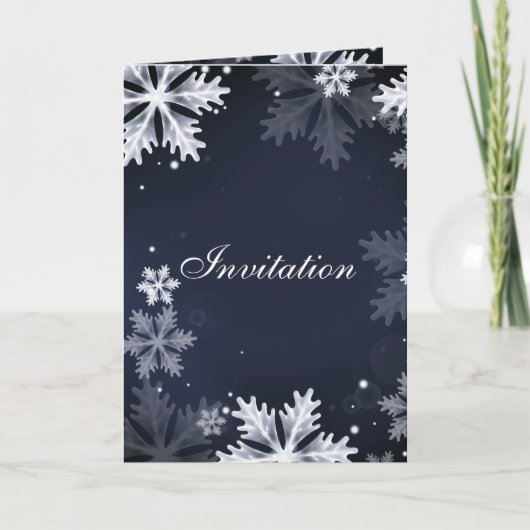 Invitation à un mariage d'hiver aux flocons de nei (Devant)