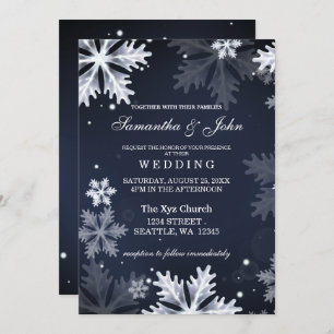Invitation à un mariage d'hiver aux flocons de nei