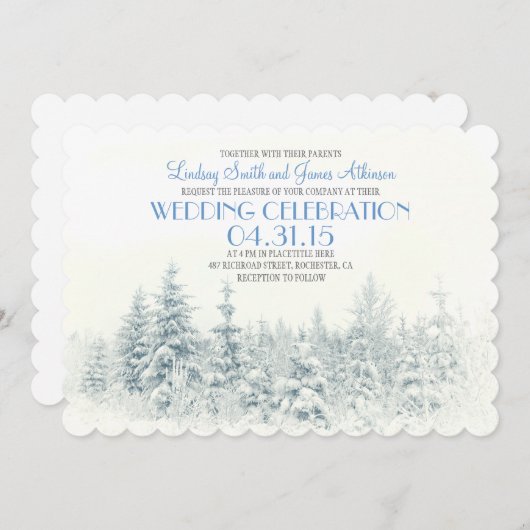 Invitation à un mariage d'hiver blanc (Devant / Derrière)