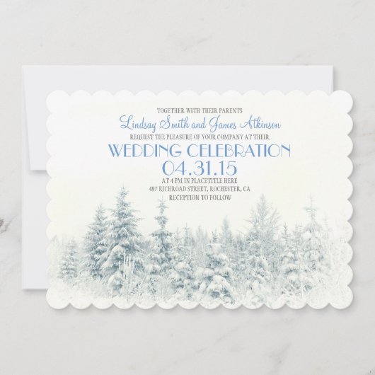 Invitation à un mariage d'hiver blanc (Devant)