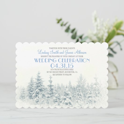 Invitation à un mariage d'hiver blanc (Debout devant)