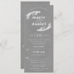Invitation à un mariage d'hiver gris avec rsvp att