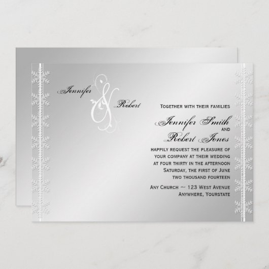 Invitation à un mariage d'hiver pour le flétan bla (Devant / Derrière)