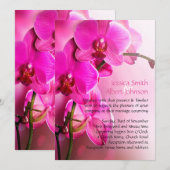 Invitation à un mariage d'orchidées roses de print (Devant / Derrière)