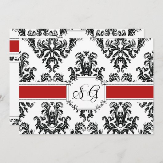 Invitation à un mariage élégant de Red Antique (Devant / Derrière)
