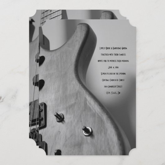 Invitation à un mariage élégant pour guitare élect (Devant / Derrière)