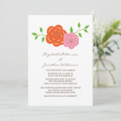 Invitation à un mariage floral rose orange en fleu (Debout devant)