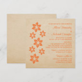 Invitation à un mariage floral tropical orange (Devant / Derrière)