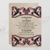 Invitation à un mariage gothique rose (Devant / Derrière)